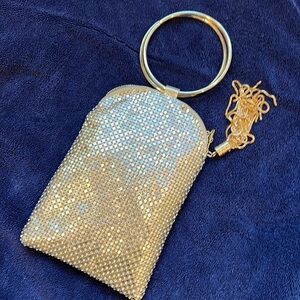 Gold with rhinestone accents evening bag